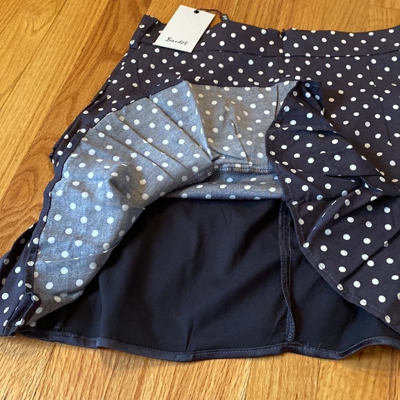 Bardot Charcoal Mini Skirt White Polka Dots Ruffles Pleated Skirt Ruffled Hem 6 - Picture 5 of 9